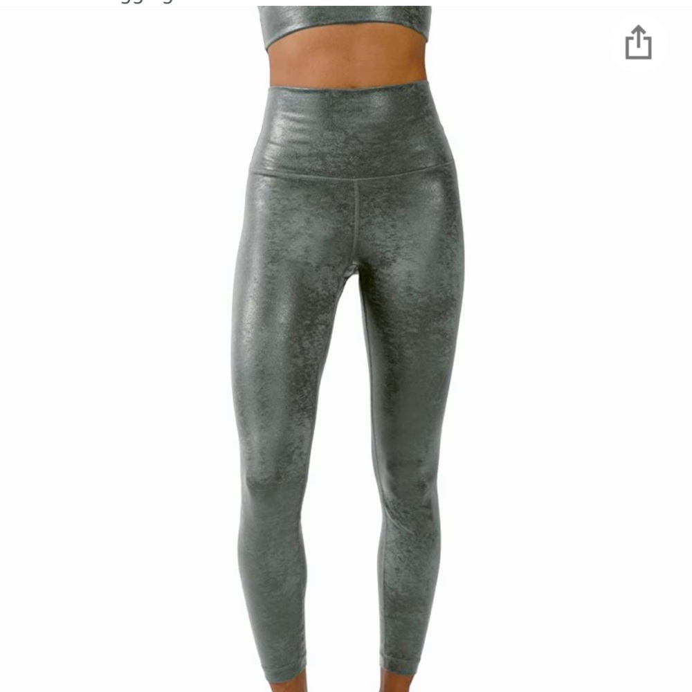 Dark green faux leather leggings